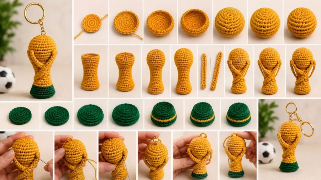 Patrón de Amigurumi Llavero Trofeo Inspirado en la Copa