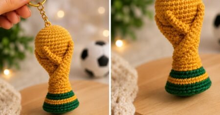 Patrón de Amigurumi Llavero Trofeo Inspirado en la Copa