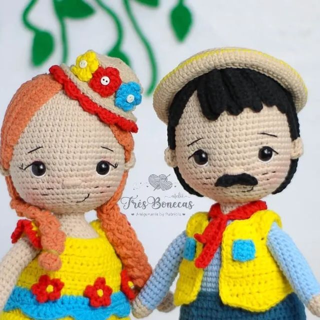 Cómo hacer pareja campesina amigurumi